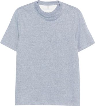 Brunello Cucinelli Brunello Cucinelli, T-Shirts, male, Blue, Size: 3XL Straight Hem Cotton T-shirt