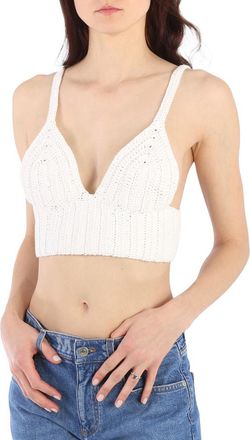 System Ladies Off White Crochet Top, Brand Size 36 (US Size 4)