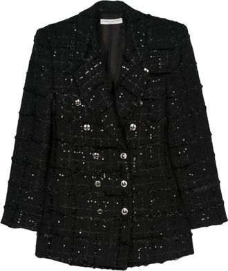 Alessandra Rich double-breasted tweed blazer - women - Virgin Wool/Polyester/Polyamide/Viscose - 42 - Black