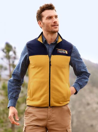 Catamaran Fleeceweste CATAMARAN, Herren, Gr. 48/50, bunt (ocker, marine), 100% Polyester, gemustert, mehrfarbig, Westen Fleeceweste