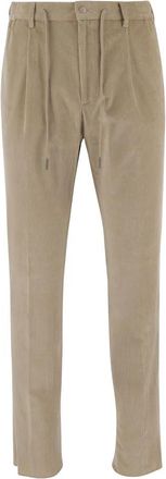 Tagliatore Stretch Katoenen Fluwelen Broek - Heren - Slim Fit Broeken - Beige - 2XL - Katoen - Broeken