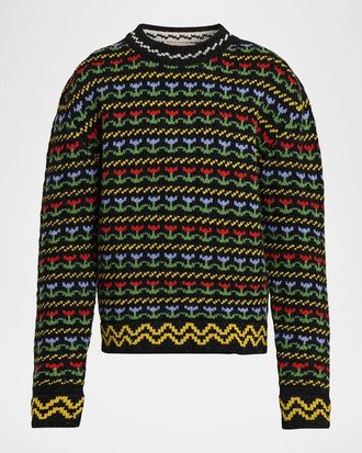 Marni Men & apos;s Floral Wool Knit Crewneck Sweater