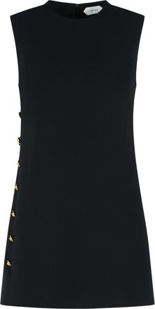 Versace Black Cady Medusa Button Viscose Midi Dress