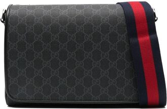Gucci mini GG Super crossbody bag - men - Leather/Canvas - One Size - Black