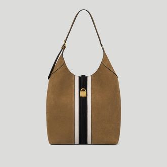 DeMellier The Large Siena Bucket in Tobacco Suede & Black Suede Leather Shoulder bag