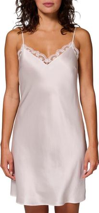 Simone Pérèle Love Me Night Lace Trim Silk Blend Chemise in Ivory at Nordstrom, Size X-Large