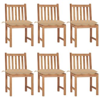 vidaXL Sillas De Jard&iacute;n 6 Unidades Con Cojines Madera Maciza De Teca Vidaxl