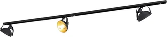 QAZQA Qazqa Moderno Sistema De Riel Monof&aacute;sico Con 3 Focos Negros Ajustables - Magnax Acero Alargada Adecuado Para Led Max. 3 X 40 Watt