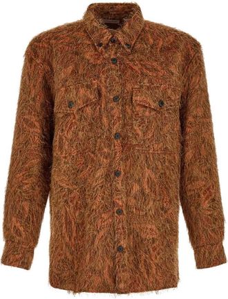 Dries Van Noten Dries Van Noten Shaggy jacquard overhemd met franje