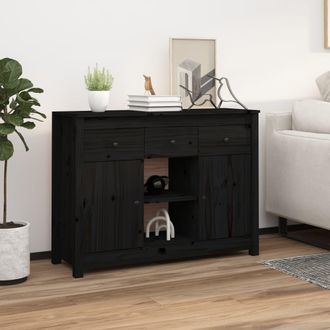vidaXL Aparador De Madera Maciza De Pino Negro 100x35x74,5 Cm Vidaxl