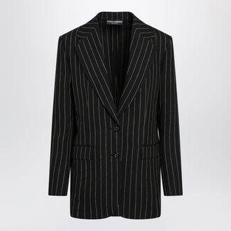 Dolce & Gabbana Single-breasted Sicilia pinstripe wool and linen jacket