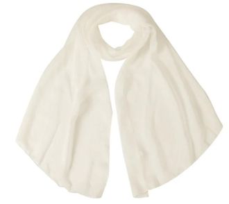 World of Shawls Elegant Sheer Chiffon Scarf Wrap Soft Plain Neck Wrap Idea for Weddings & Evening Dresses 45x160cm (Ivory Cream)