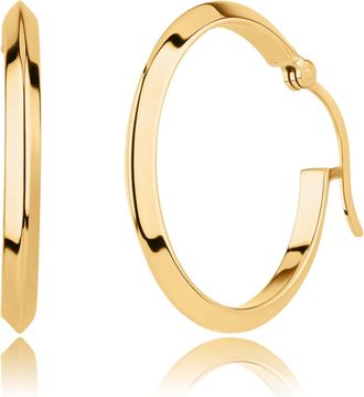 MAX + STONE Solid 14K Yellow Gold 20mm Hoop Earrings with Secure Closure