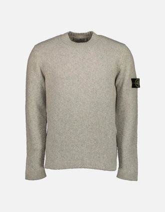 Stone Island Mens Brushed Texture Crewneck Jumper - Grey - Size: 38