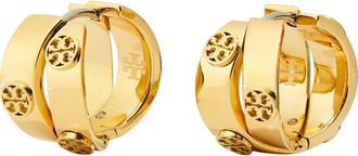 Tory Burch Miller Icon Double Huggie Hoop Earrings in Tory Gold at Nordstrom