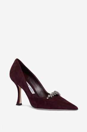 Jimmy Choo London Spitze Wildlederpumps mit Kristallen Belinda 90