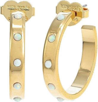 Kate Spade New York Set In Stone Hoops Womens Earring Opal, Brass/Cubic Zirconia
