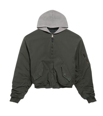 Balenciaga Green Solid Hood Jacket