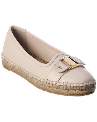 Ferragamo Logo Leather Espadrille