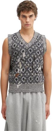 Wales Bonner Sibling Gebreide Vest - Heren - Spencers - Veelkleurig - XL - Wol - Truien & Vesten