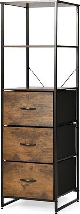 Costway Costway Librer&iacute;a Industrial De 6 Niveles Con 3 Estantes Y 3 Cajones/estanter&iacute;a 156 Cm De Altura Con Marco De Acero Y Dispositivo Antivuelco, Sal&oacute;n, Es