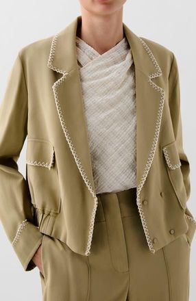 Scalpers Safari Stitching Jacket in Khaki at Nordstrom, Size X-Large Eu