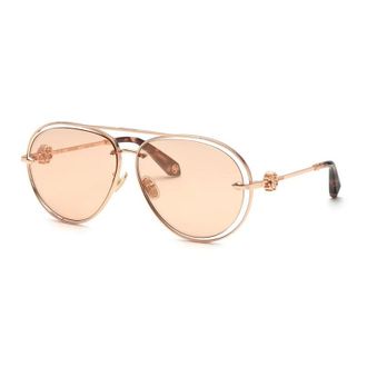 Roberto Cavalli Sunglasses Aviator Full Rim, Shiny Copper Gold Frame And Orange Lens Src032M8Fcg