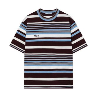 Prada T-Shirts, female, Multicolor, Size: XS Oversized Striped Jersey T-shirt