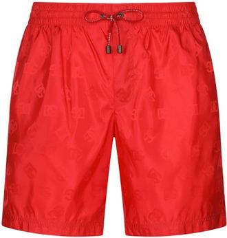 Dolce & Gabbana monogram-jacquard swim shorts - men - Polyester/Elastane/Polyamide - 3 - Red