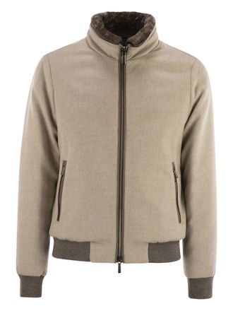Moorer padded bomber jacket - men - Wool/Cashmere/Polyamide/Down - 52 - Neutrals