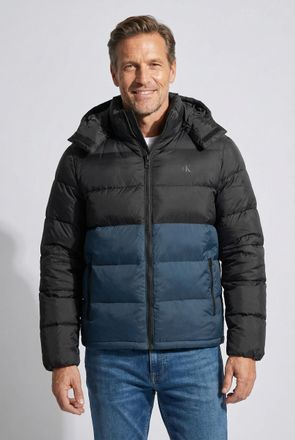 Calvin Klein Jeans Steppjacke CALVIN KLEIN JEANS LS NYLON COLOR BOCK PUFFER JKT, Herren, Gr. L, schwarz, Web, Obermaterial: 100% Polyamid, unifarben, regular fit normal,
