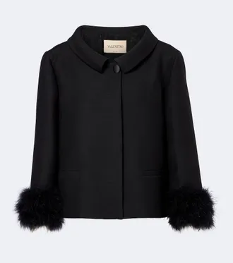 Valentino Crepe Couture feather-trimmed jacket