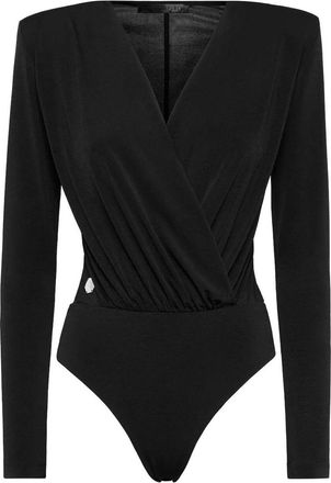 Philipp Plein Long-Sleeved Bodysuit V-Neck Mix Strass