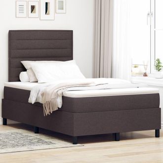vidaXL Box Spring Bed with Mattress Dark brown 120 x 190 cm Fabric vidaXL
