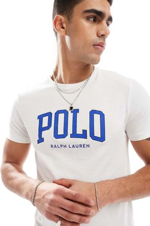 Polo Ralph Lauren T-shirt bianca con logo applicato in ciniglia-Bianco