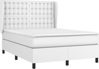 vidaXL Vidaxl - Cama Box Spring Con Colch&oacute;n Cuero Sint&eacute;tico Blanco 140x200cm