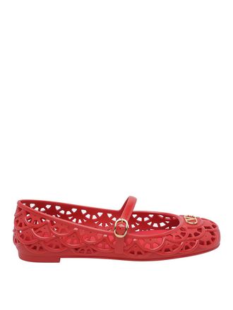 Valentino Garavani coral red scallops motif ondette flats