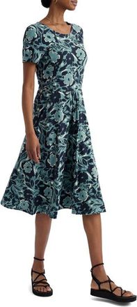 Seasalt Cornwall April Stretch Organic Cotton Fit & Flare Dress in Summer Shadows Sardine at Nordstrom, Size 16