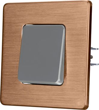OEM Interruptor De Luz Unipolar Gris, Acero Cepillado, Cobre Pvd