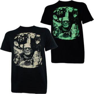 Rock Rebel universal monsters Mens Collage Dracula Frankenstein Bride Glow T-Shirt M