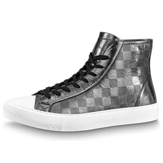 Louis Vuitton Tattoo Ankle Sneakers Silver Plaid Monogram 1A90F1
