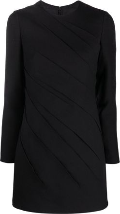 Valentino Garavani long-sleeve gathered minidress - women - Silk/Silk/Viscose/Virgin Wool - 40 - Black
