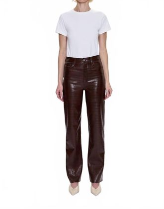Pistola Denim Cassie Super High Rise Straight Pant In Brown Croc