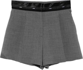 Msgm logo-waistband shorts - Grey