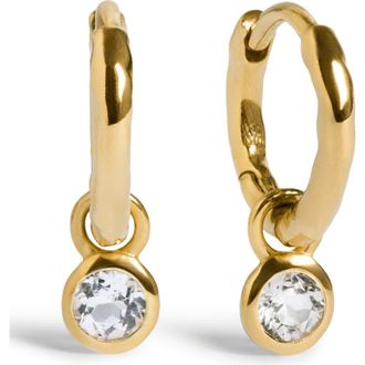 Monica Vinader Birthstone Huggie Hoop Earrings in 18K Gold Vermeil/white Topaz at Nordstrom