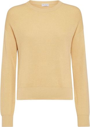Brunello Cucinelli ribbed cotton sweatshirt - women - Cotton - M - Neutrals