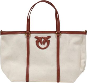 Pinko Pinko, Tassen, Dames, Beige, ONE Size, Katoen, Klassieke Dames Shopper Tas