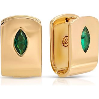 Ettika Marquise Stone Huggie Earrings in Green at Nordstrom
