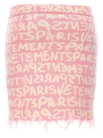 VETEMENTS Graffiti Monogram Jacquard Skirt - Pink