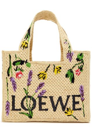Loewe X Paulas Ibiza Font Floral Raffia Tote bag - Natural - One Size